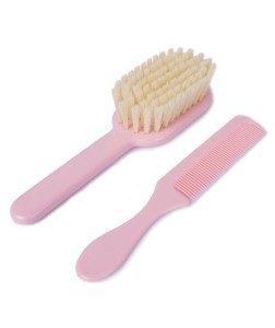 Szczotka i Grzebień Niemowlęcy Różowy - Poupy