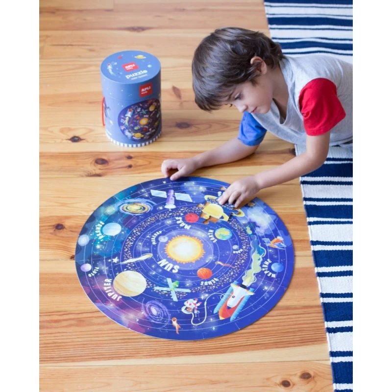 Okrągłe Puzzle 48 el. w Tubie Kosmos - Apli Kids