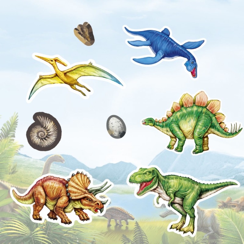 Wypukłe Naklejki Dinozaury 18 szt. - Apli Kids