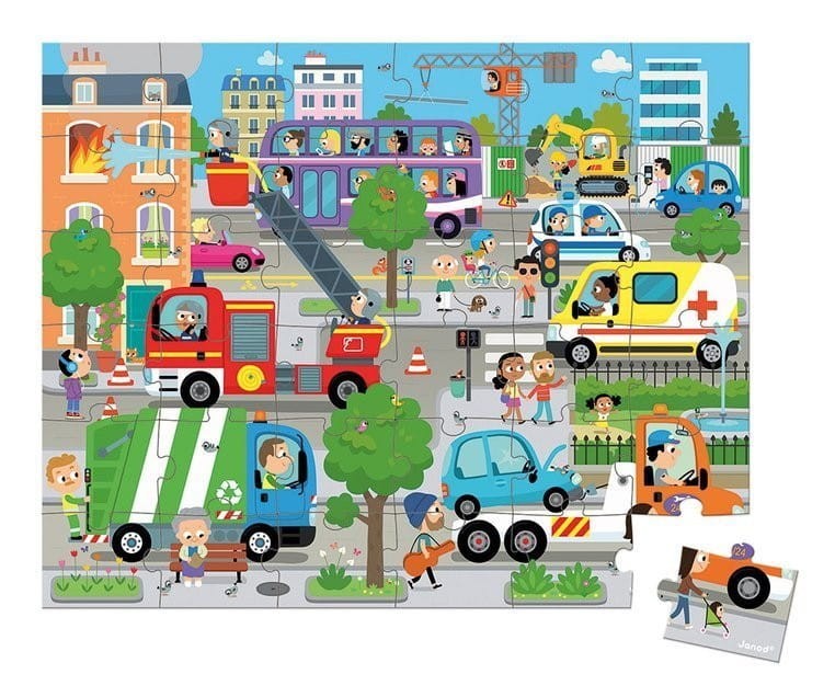 Puzzle w walizce 36 el. Pojazdy - Janod