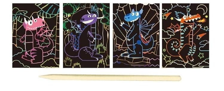 Wydrapywanki Smoki 4 szt. Scratch Art - Avenir