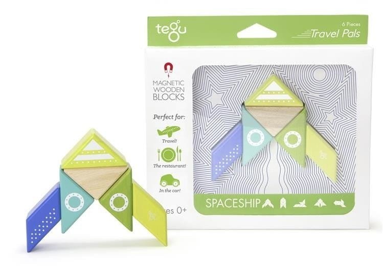 Drewniane klocki magnetyczne Travel Pals Statek Kosmiczny - Tegu
