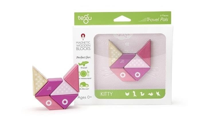 Drewniane klocki magnetyczne Travel Pals Różowy Kot - Tegu