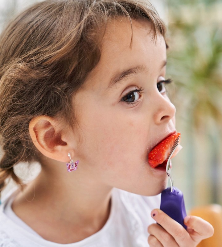 Widelec i łyżka Nana's Manners ETAP 2  Sztućce 1-3 lata Fiolet