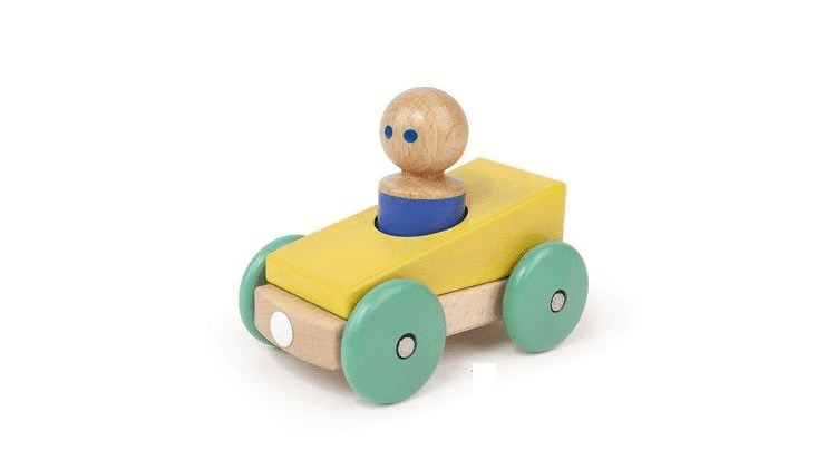 Drewniane klocki magnetyczne BABY & TODDLER Żółte Auto - TEGU