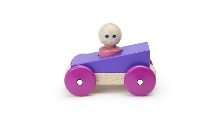 Drewniane klocki magnetyczne BABY & TODDLER Fioletowe Auto - TEGU