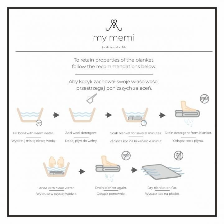 Kocyk ze 100% Wełny Merino Szary Premium Collection - My Memi