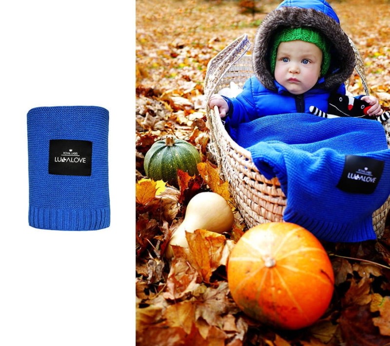 Kocyk Bambusowy Royal Navy Blue 80x100 cm - Lullalove