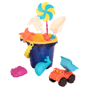 Wiaderko z akcesoriami do piasku Sands Ahoy! niebieskie - B.toys
