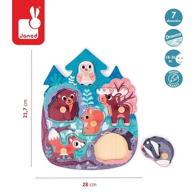 Puzzle z uchwytami Leśne Zwierzęta układanka - Janod