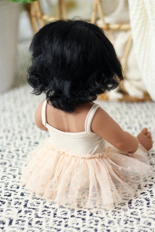 Strój Baletnicy Beżowy, Body + Spódniczka Tutu do Lalki 38 cm - Miniland