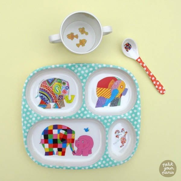 Talerz z przegródkami Słoń Elmer - Maison Petit Jour