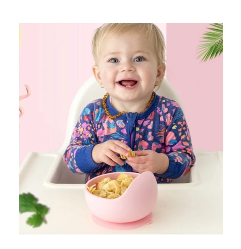 Silikonowy miseczka z przyssawką różowa - Bi-bi