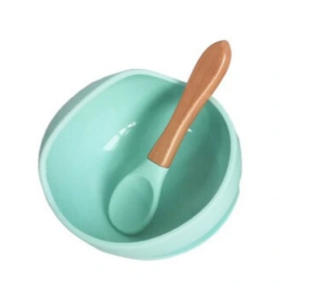 Silikonowy miseczka z przyssawką miętowa - Bi-bi