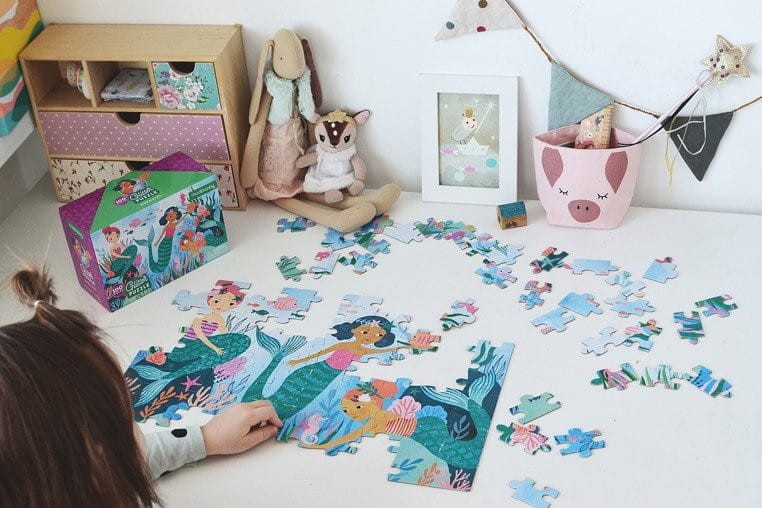 Błyszczące Puzzle Syrenki 100 el. - Mudpuppy