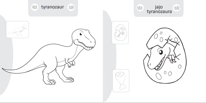 Malowanie-doklejanie. Dinozaury. Kolorowanka z Naklejkami