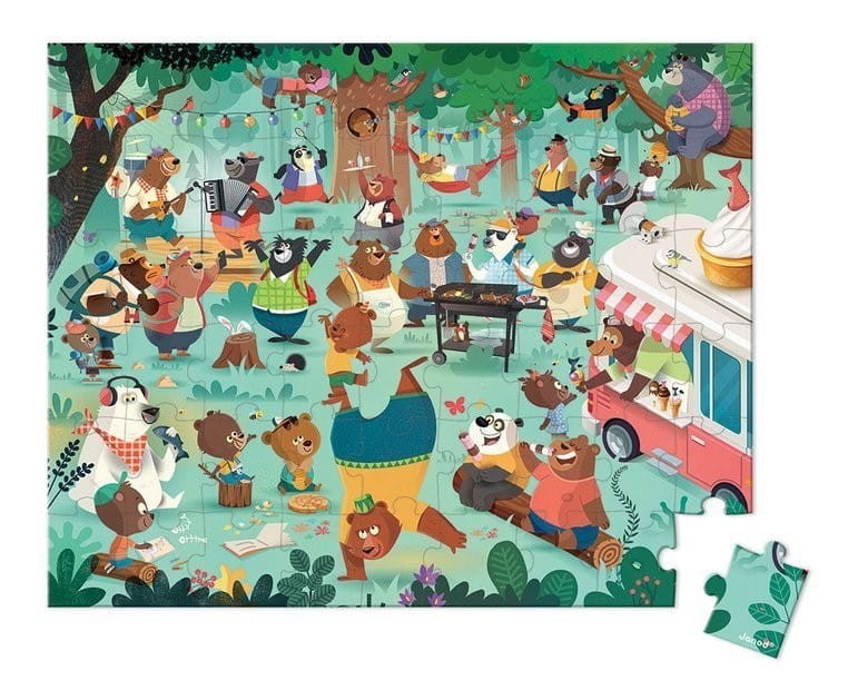 Puzzle w walizce 54 el. Rodzina Misiów - Janod