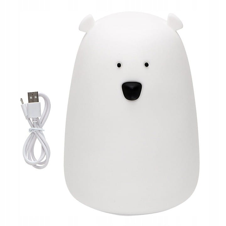 Miękka Silikonowa Lampka LED Biały Miś - Rabbit&Friends