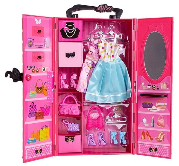 Szafa z Ubrankami dla Lalki Różowa - Askato