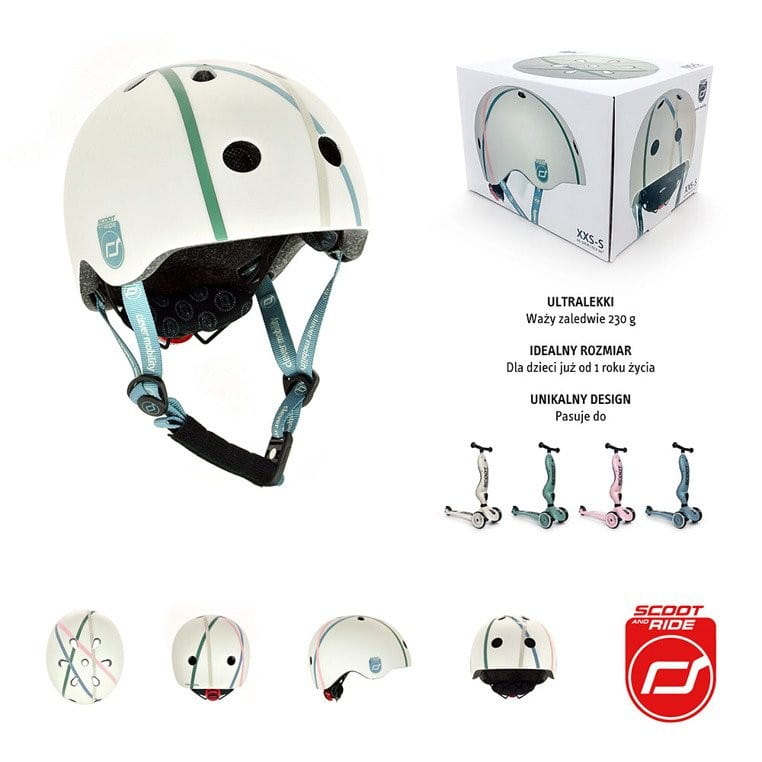 Ultralekki Kask Ochronny z Lampką LED na Hulajnogę i Rower  dzieci 1-5 lat Crossline - Scoot & Ride