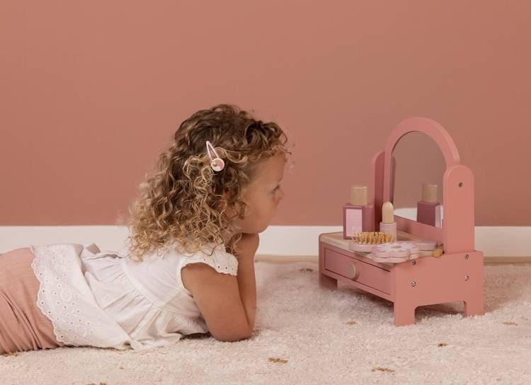 Drewniana Toaletka z Szufladką i 6 Akcesoriami - Little Dutch