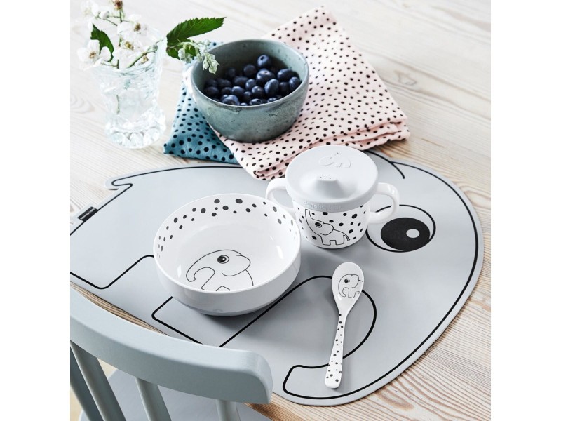 Miska z Melaminy 370 ml Szara Dots - Done by Deer
