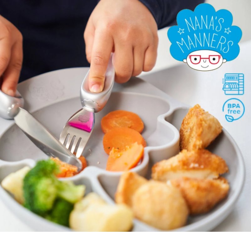 Talerzyk z Przyssawką i Przegródkami Szary - Nana's Manners