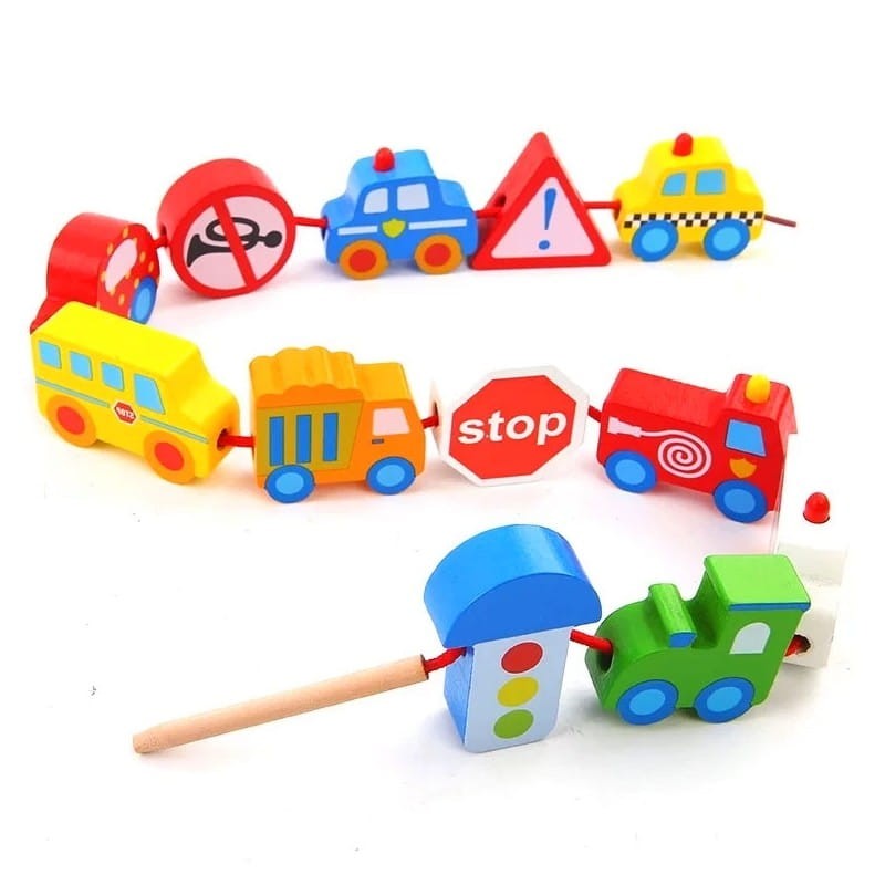 Drewniana nawlekanka Pojazdy - Woopie