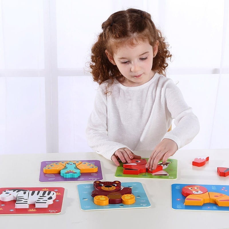 Drewniane Układanki 6w1 Puzzle Zwierzęta - Tooky Toy