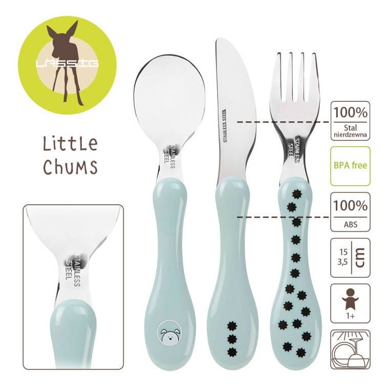 Sztućce dla dzieci: nóż, widelec i łyżka Piesek - Lassig