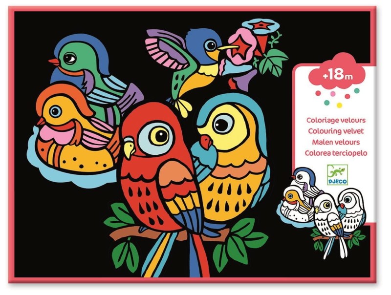 Welurowa aksamitna kolorowanka Małe Ptaszki - Djeco