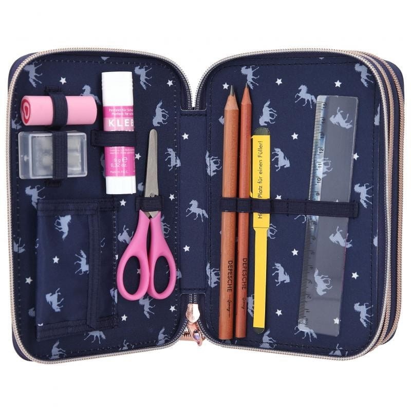 Potrójny Piórnik z Koniem Podświetlany Led - Miss Melody