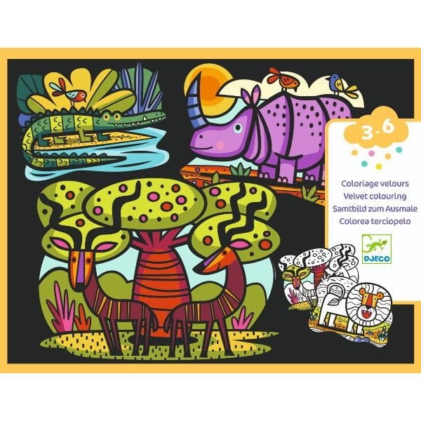 Welurowa aksamitna kolorowanka Zwierzęta Sawanny - Djeco