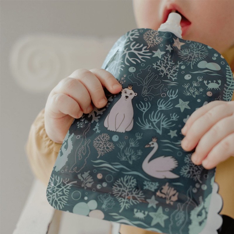 Wielorazowe Saszetki Tubki na Mus 6 szt. Ocean - Baby Livia