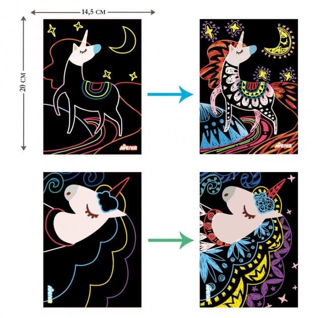 Wydrapywanki Jednorożce 4 szt. Magic Unicorn - Avenir