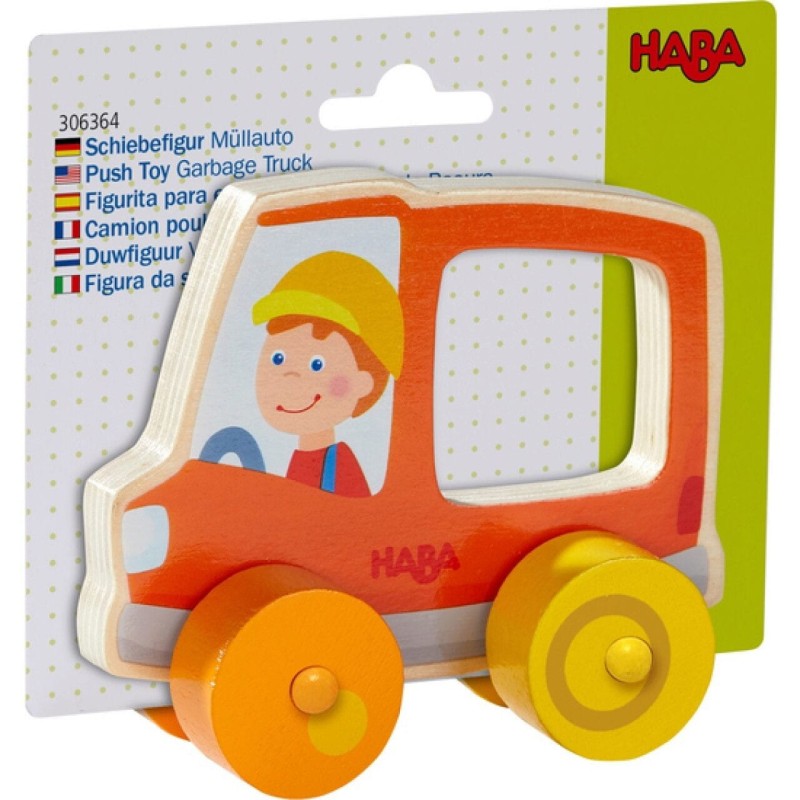 Drewniany Samochodzik do Rączki Śmieciarka - Haba