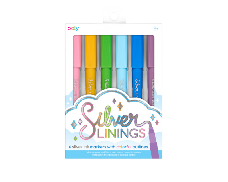 Metaliczne Pisaki Flamastry Silver Linings 6 szt. - Ooly