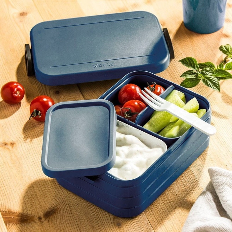 Śniadaniówka z Przegródkami i Widelcem Bento Granatowa - Mepal
