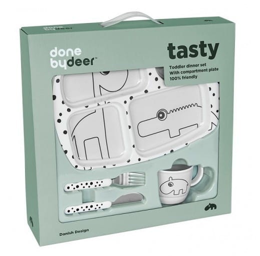 Komplet Naczyń z Melaminy Dots Szary - Done by Deer