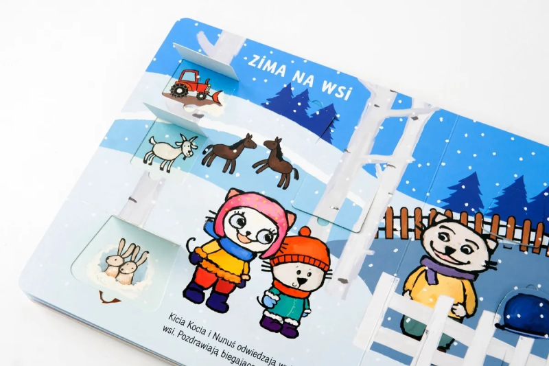 Jaka piękna zima. Kicia Kocia i Nunuś. Książka z okienkami