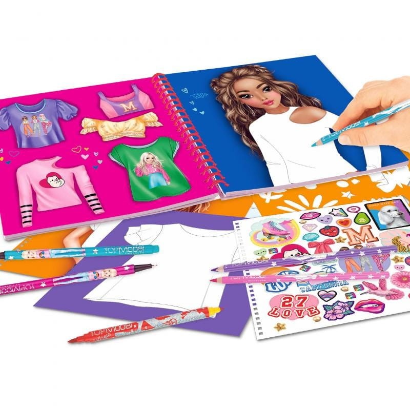 Szkicownik z Naklejkami i Szablonami Projektowanie T-Shirt Designer - Top Model