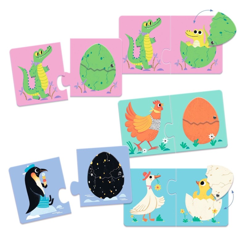 Puzzle dwuelementowe Śmieszne jajka - Djeco