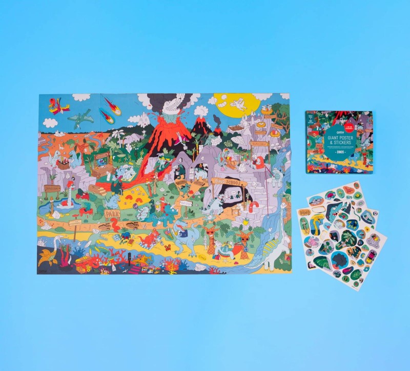 Plakat z Naklejkami Dinozaury - omy