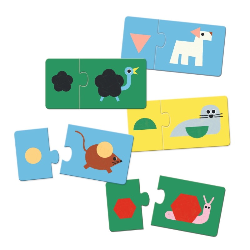 Puzzle dwuelementowe Zwierzęta i Kształty - Djeco