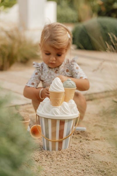 Wiaderko z Foremkami do Piasku Lody Rożki Vintage - Little Dutch