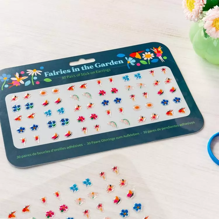 Kolczyki Samoprzylepne z Brokatem Wróżki i Kwiaty - Rex London