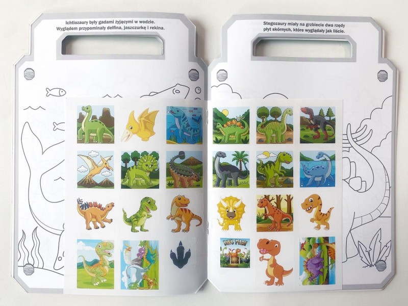 Kolorowanka z naklejkami Dinozaury Teczka