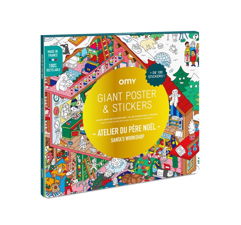 Plakat z Naklejkami Fabryka Świętego Mikołaja - omy