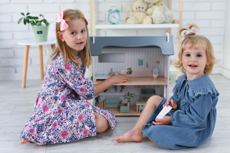 Piętrowy Domek dla Lalek z Mebelkami 50 cm - Adam Toys