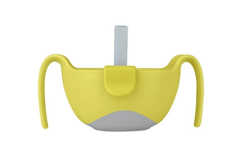 B.box - kubek niewysypek ze słomką 3w1 Bowl + straw żółty